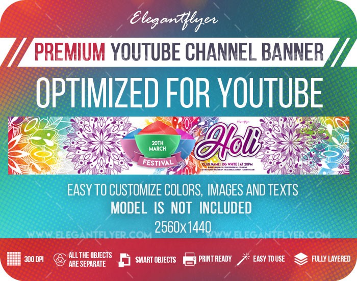 Holi Festival Youtube by ElegantFlyer