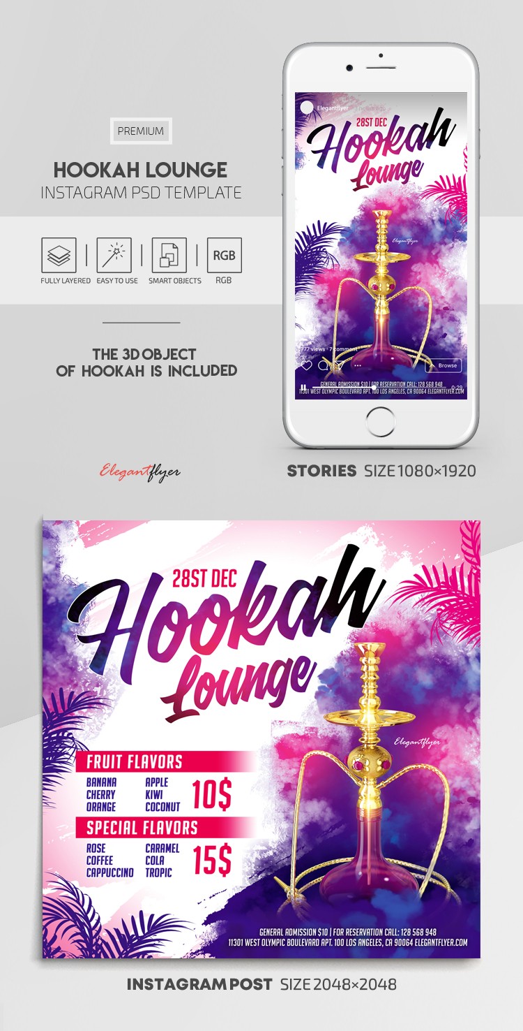 Hookah Lounge Instagram → Instagram du salon de narguilé by ElegantFlyer