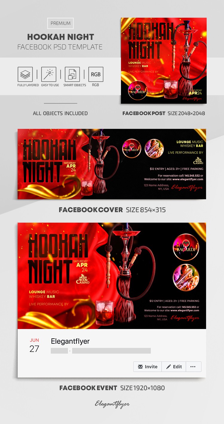 Hookah Night Facebook by ElegantFlyer