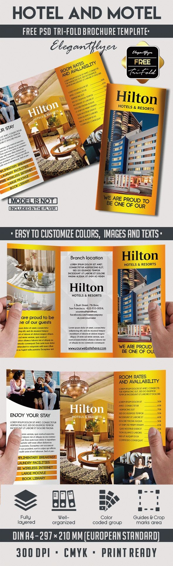 Hotel and Motel Tri-Folder Brochure by ElegantFlyer