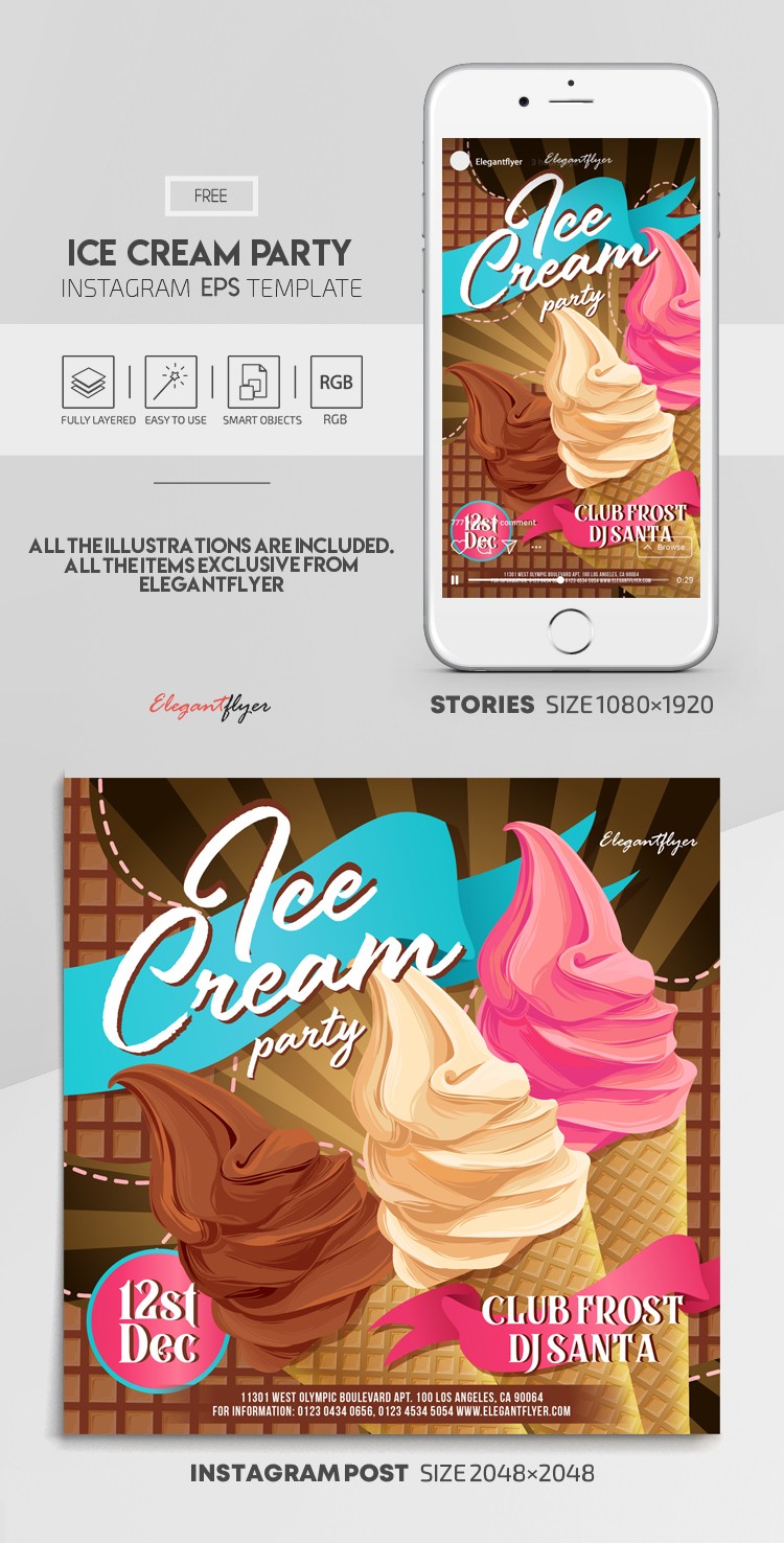 Fiesta de helado en Instagram EPS by ElegantFlyer