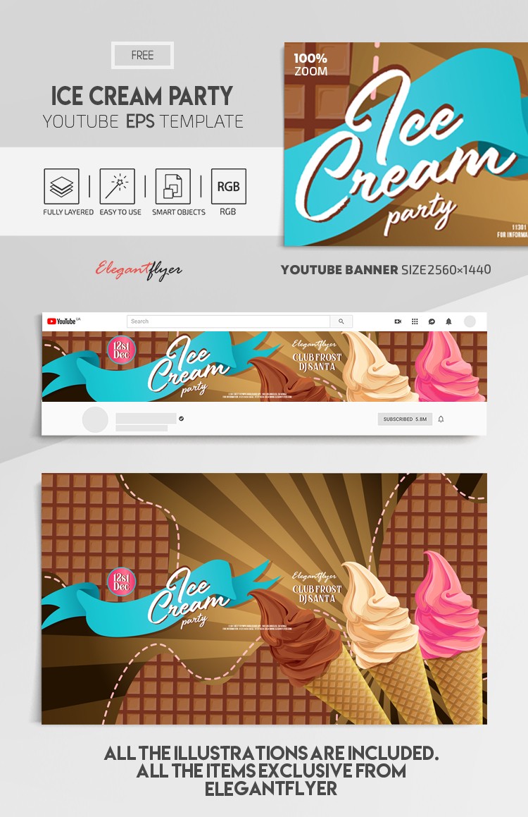 Ice Cream Party Youtube EPS by ElegantFlyer