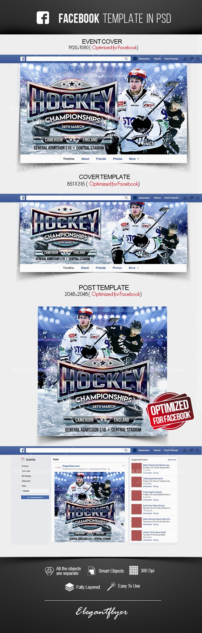 Ice Hockey World Championships Facebook by ElegantFlyer