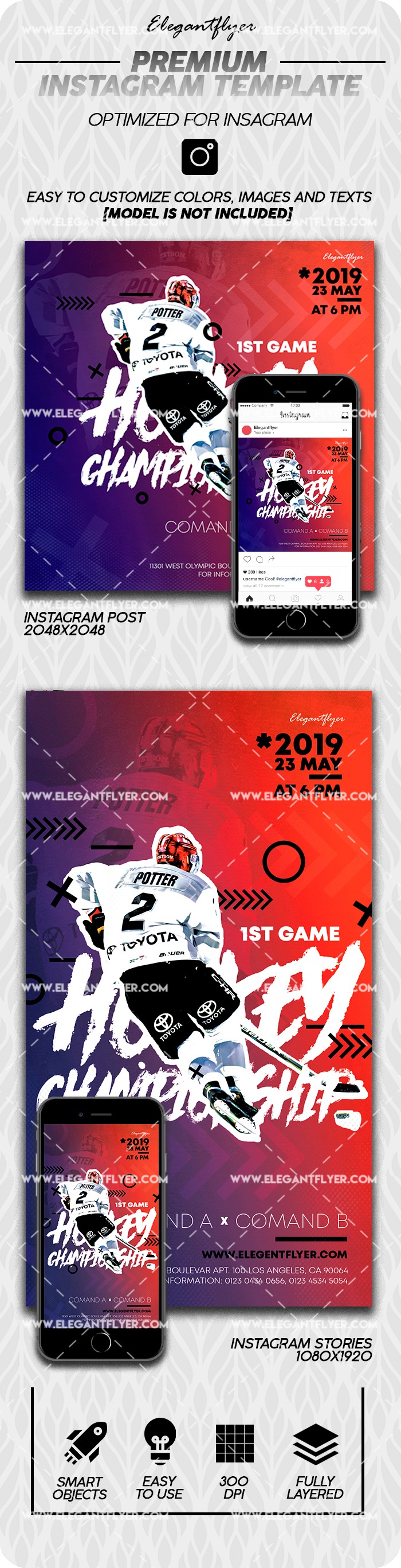 Premium PSD  Ice hockey tournament poster for ice hockey tournament.