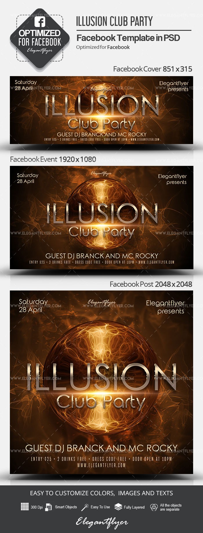 Fête Illusion Club Facebook by ElegantFlyer