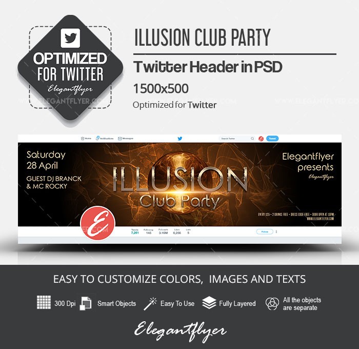 Illusion Club Party Twitter by ElegantFlyer