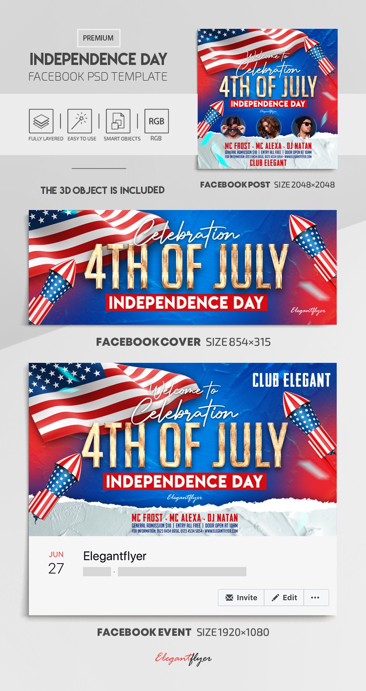 Set di Facebook per il Giorno dell'Indipendenza. by ElegantFlyer