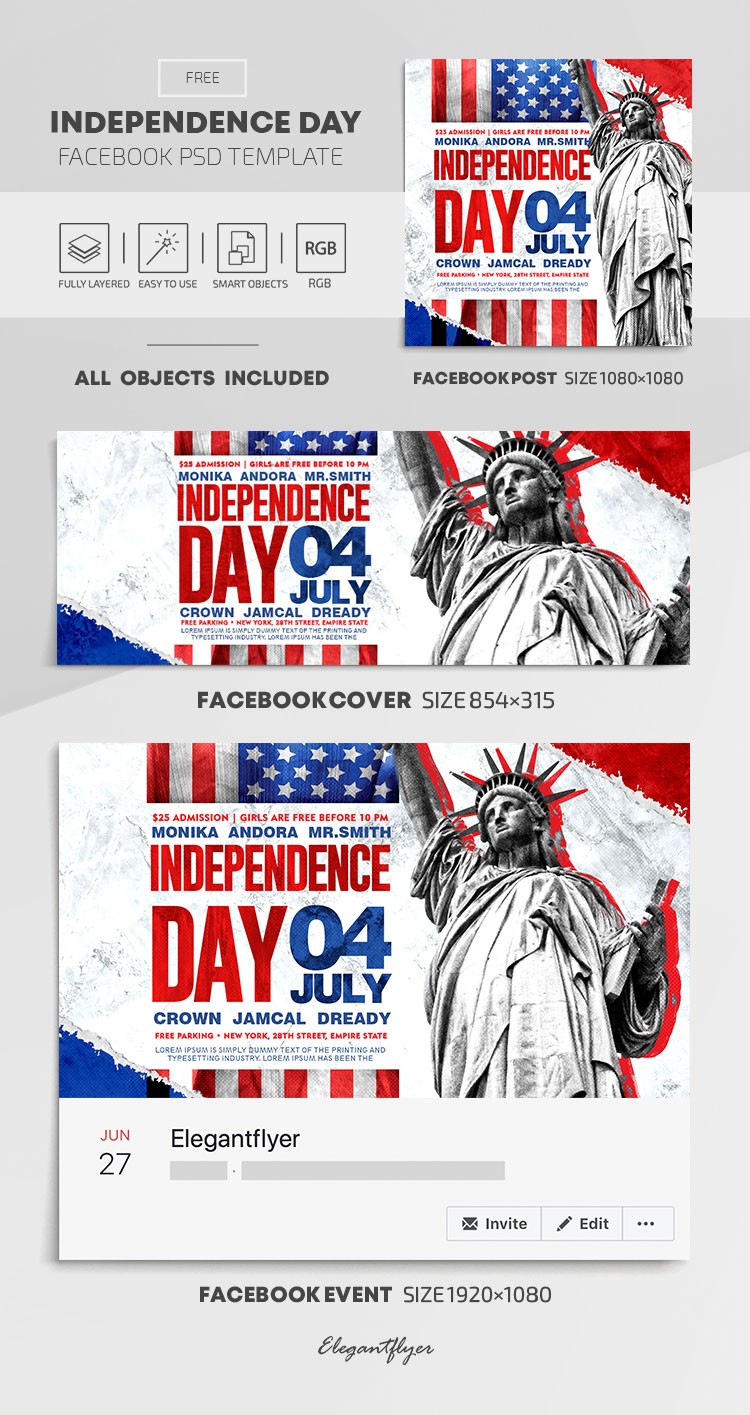 Jour de l'Indépendance Facebook by ElegantFlyer