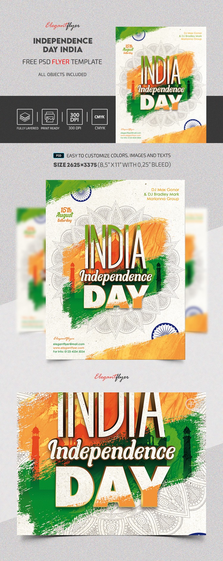 Jour de l'Indépendance Inde Flyer by ElegantFlyer