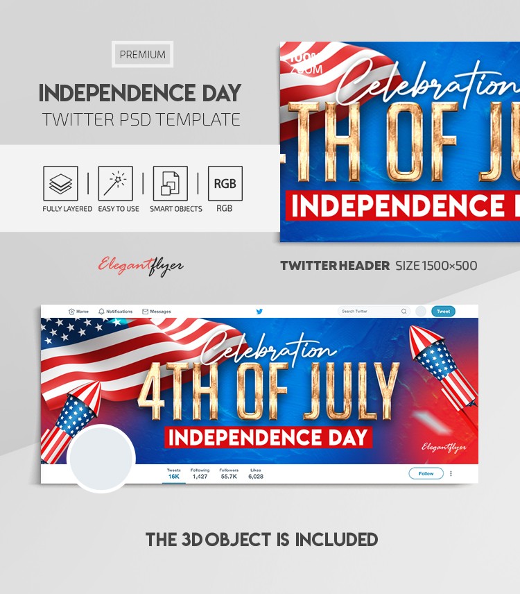 Independence Day Twitter Header by ElegantFlyer