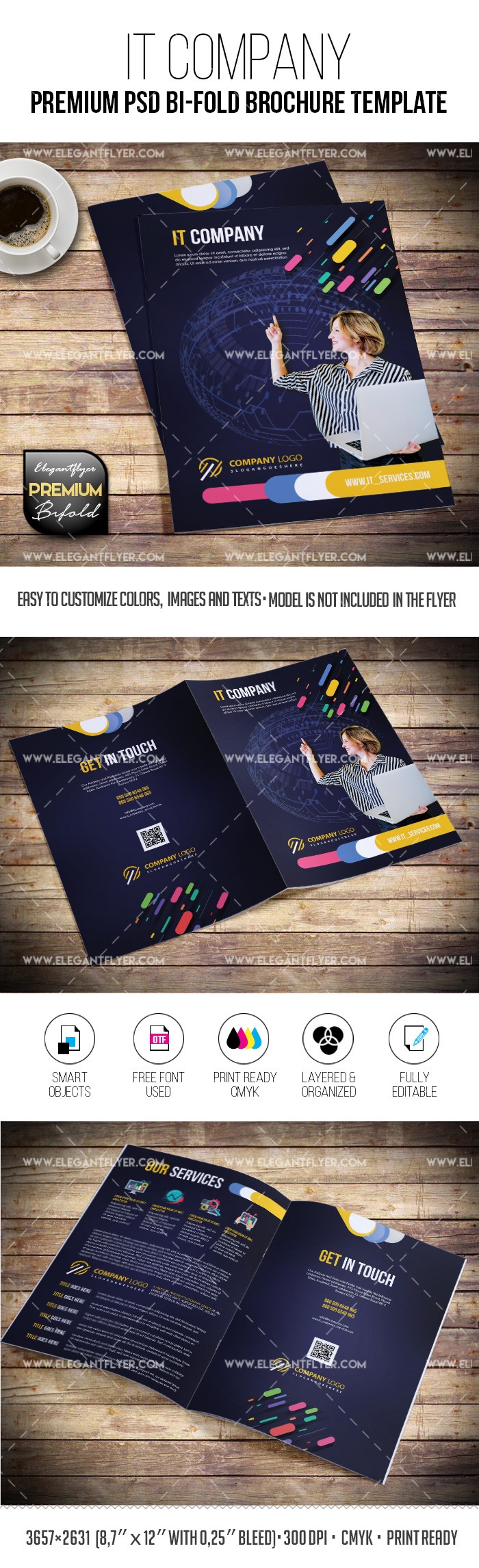 Modello di brochure aziendale per azienda IT by ElegantFlyer