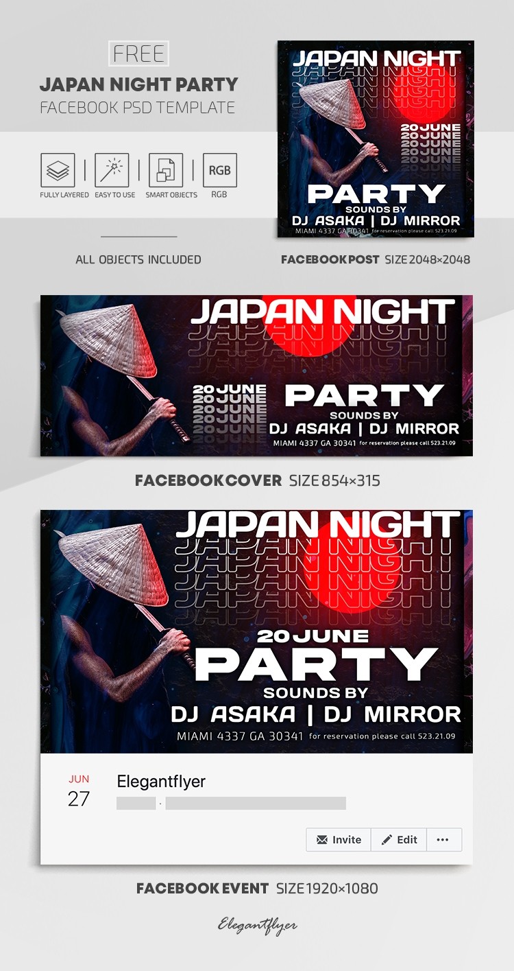 Japan Night Party Facebook by ElegantFlyer