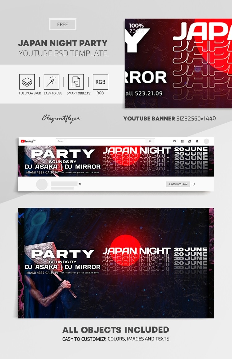 Japanische Nacht Party YouTube by ElegantFlyer