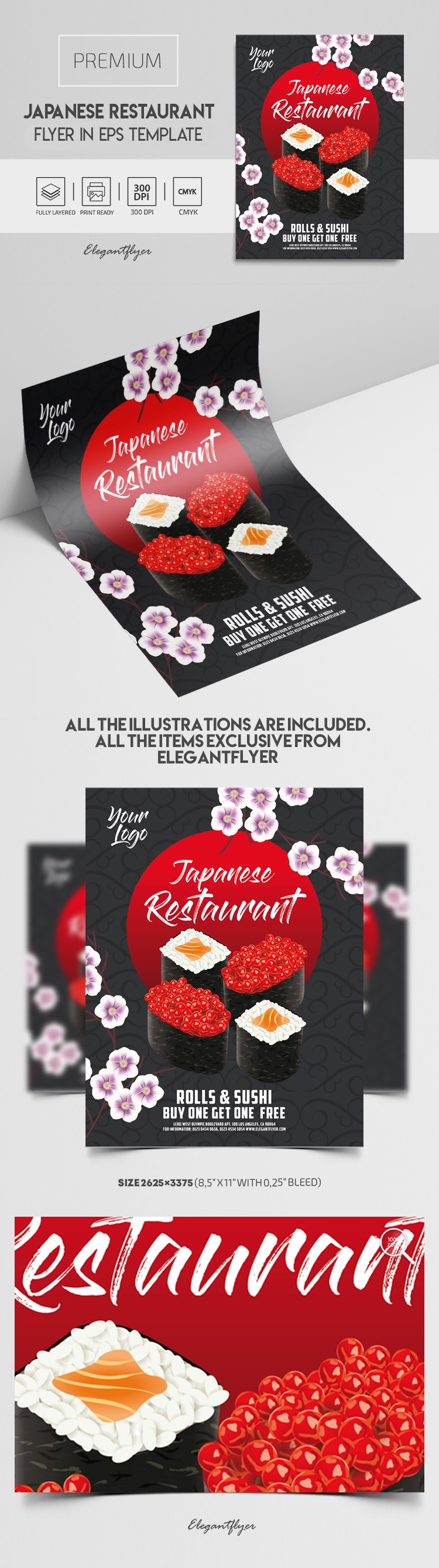 Japanese Restaurant Flyer EPS by ElegantFlyer