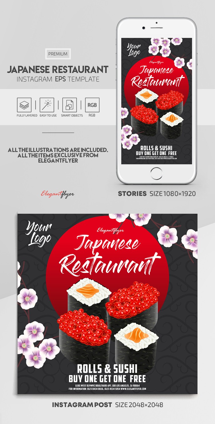 Japanese Restaurant Instagram EPS by ElegantFlyer