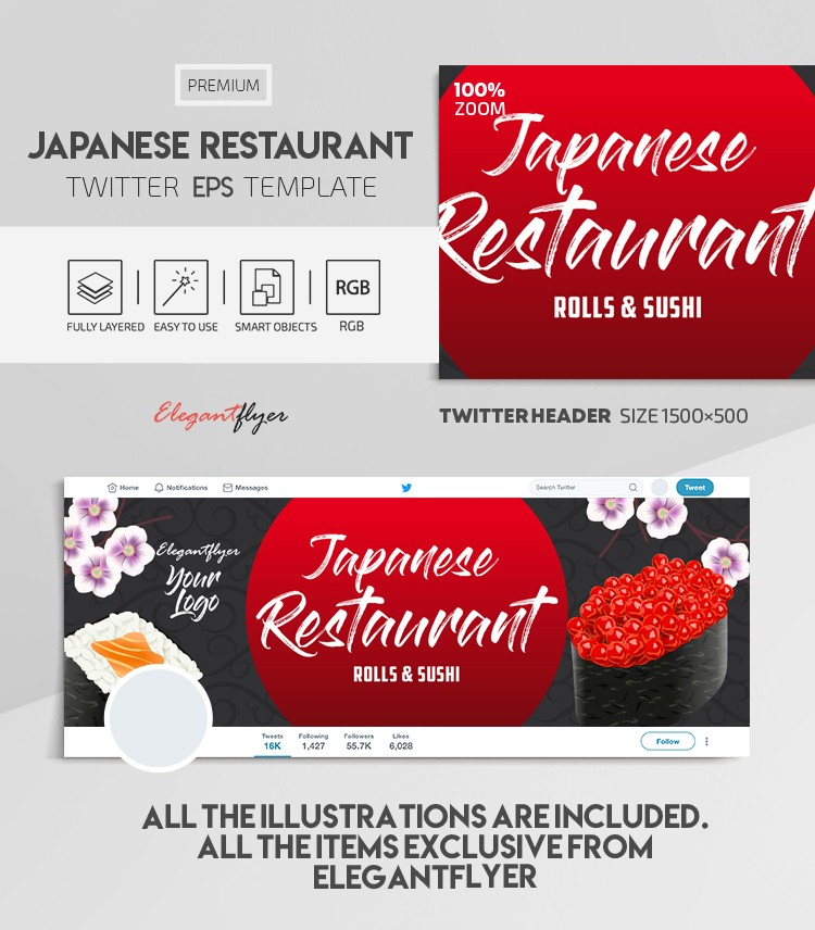 Japanese Restaurant Twitter by ElegantFlyer