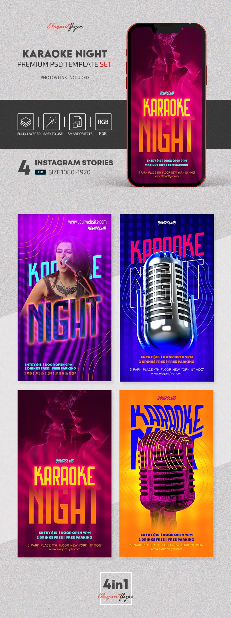Karaoke Night Instagram by ElegantFlyer