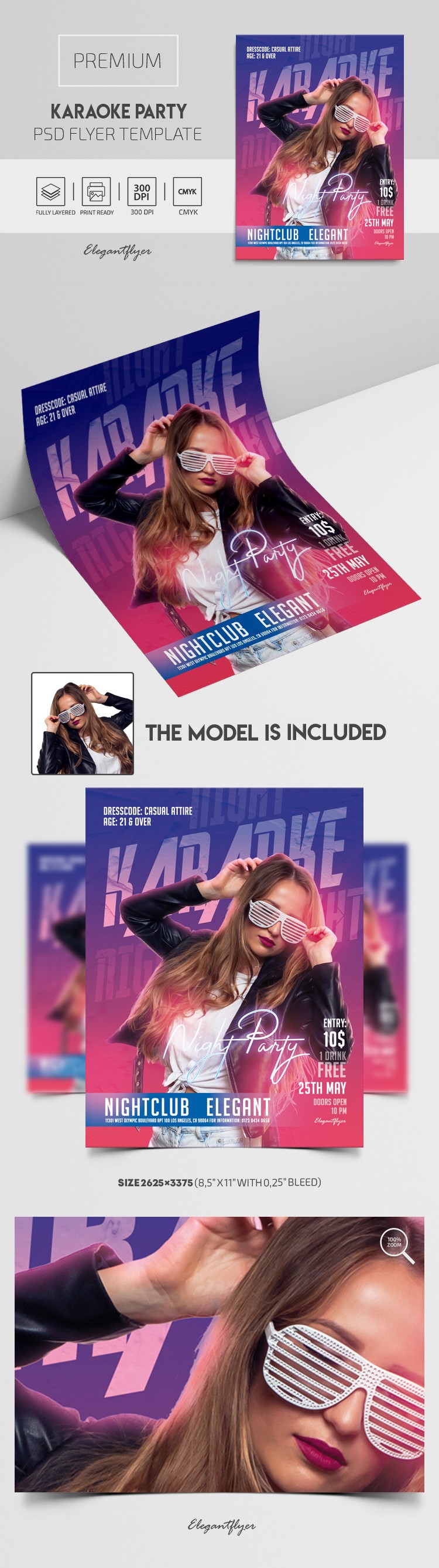 Karaoke Night Party Flyer -> Plakat na imprezę Karaoke Night. by ElegantFlyer