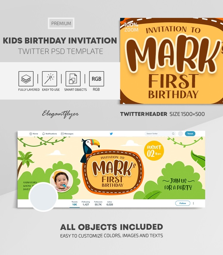 Invitation d'anniversaire pour enfants by ElegantFlyer