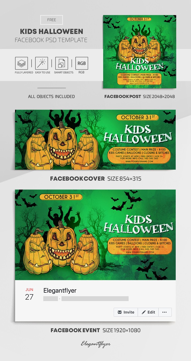 Facebook de Halloween para niños by ElegantFlyer