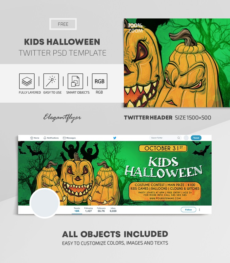 Kids Halloween Twitter by ElegantFlyer
