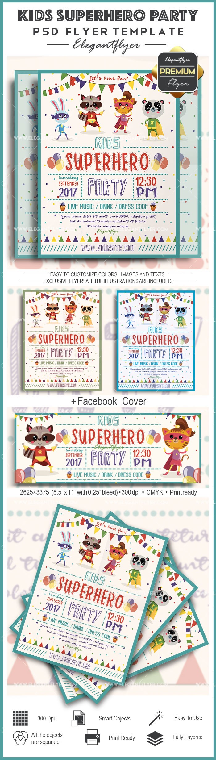 Kids Superhero Party by ElegantFlyer