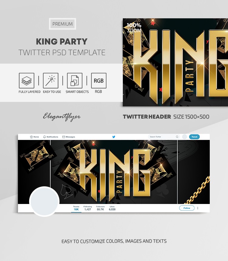 King Party Twitter by ElegantFlyer