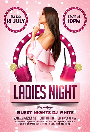 Pink Illustrated Pajama Anime Party Premium Flyer Template PSD