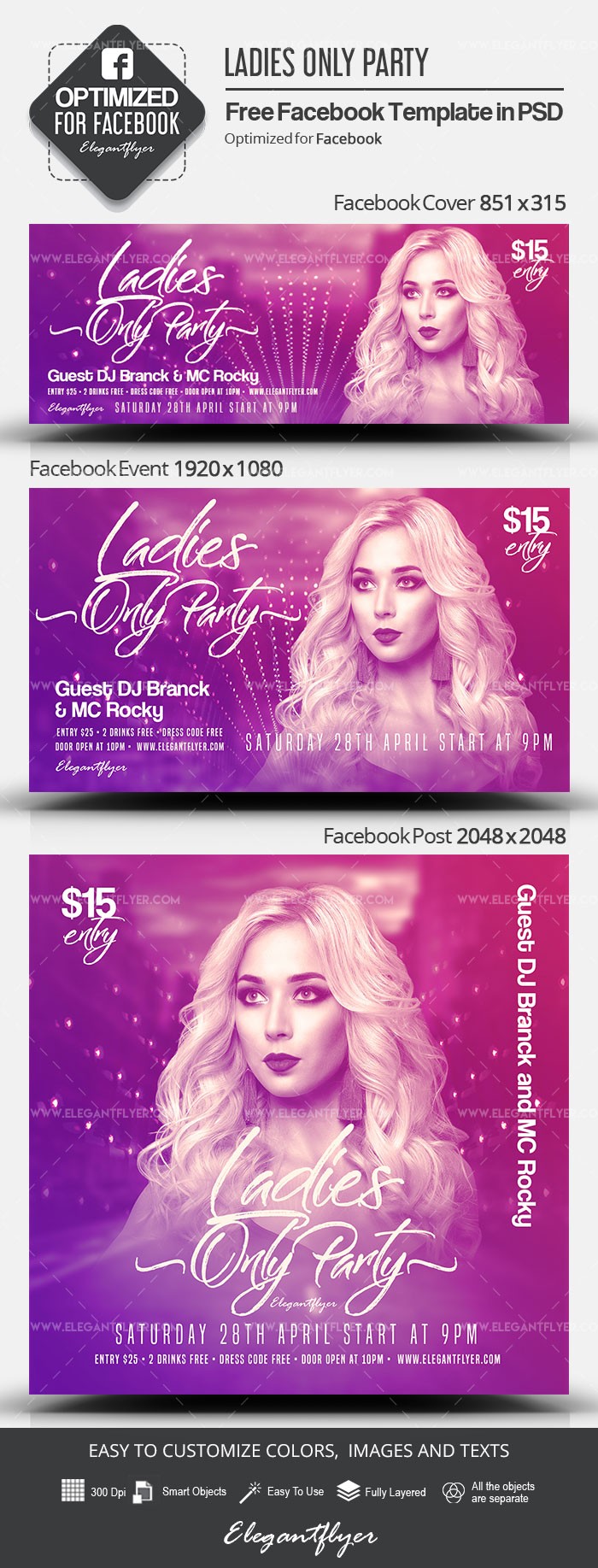Ladies Only Party Facebook by ElegantFlyer