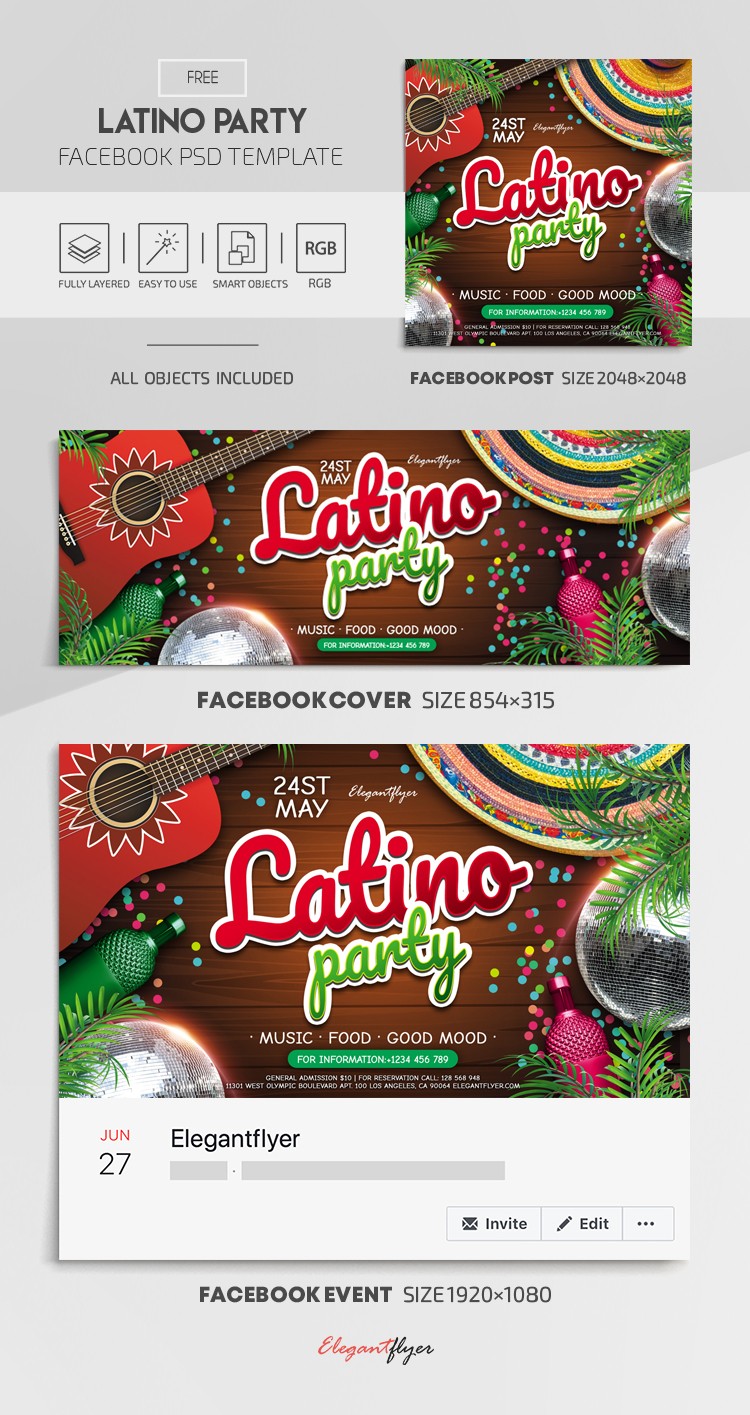 Latino Party Facebook by ElegantFlyer
