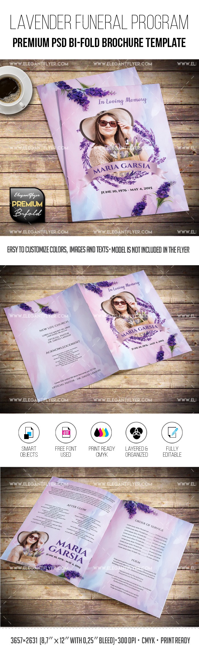 Lavender Funeral Program by ElegantFlyer