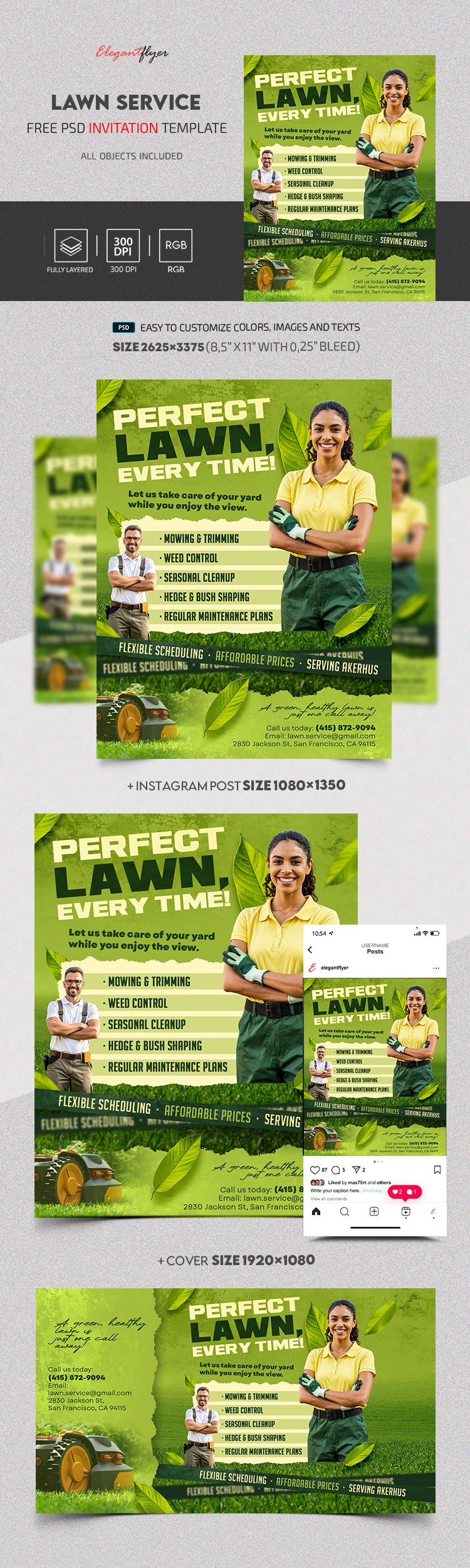 Green Floral Plants Lawn Care Free Flyer Template PSD by Elegantflyer Green Floral Plants Lawn Care Free Flyer Template PSD by Elegantflyer