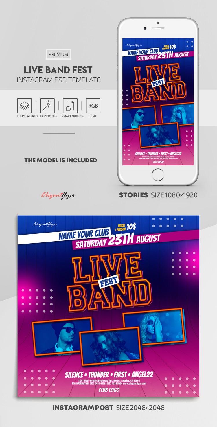 Live Band Fest Instagram → Festival de Bandas en vivo Instagram by ElegantFlyer