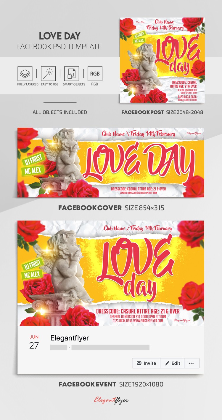 Journée de l'amour Facebook by ElegantFlyer