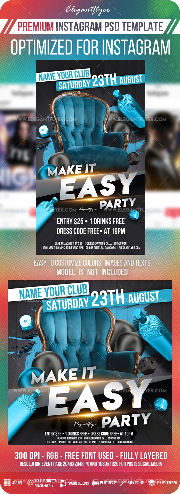Make it Easy Party Instagram by ElegantFlyer