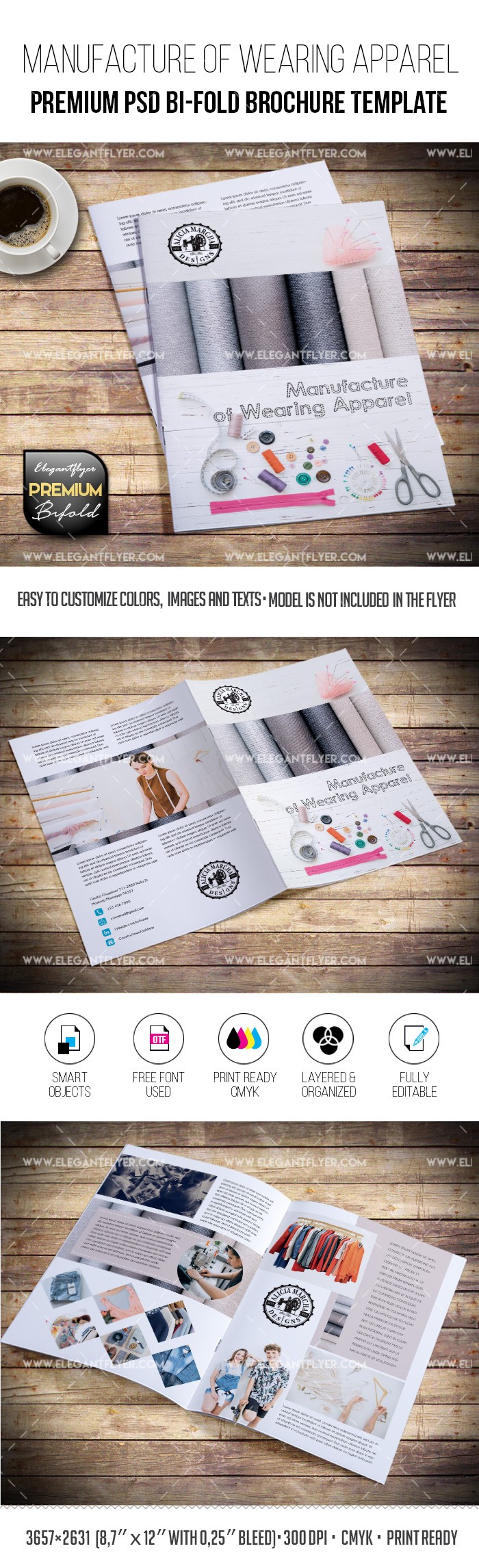 Manifattura di Abbigliamento Pieghevole Bi-Fold Brochure by ElegantFlyer