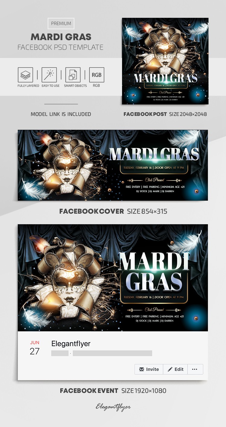 Mardi Gras Facebook by ElegantFlyer