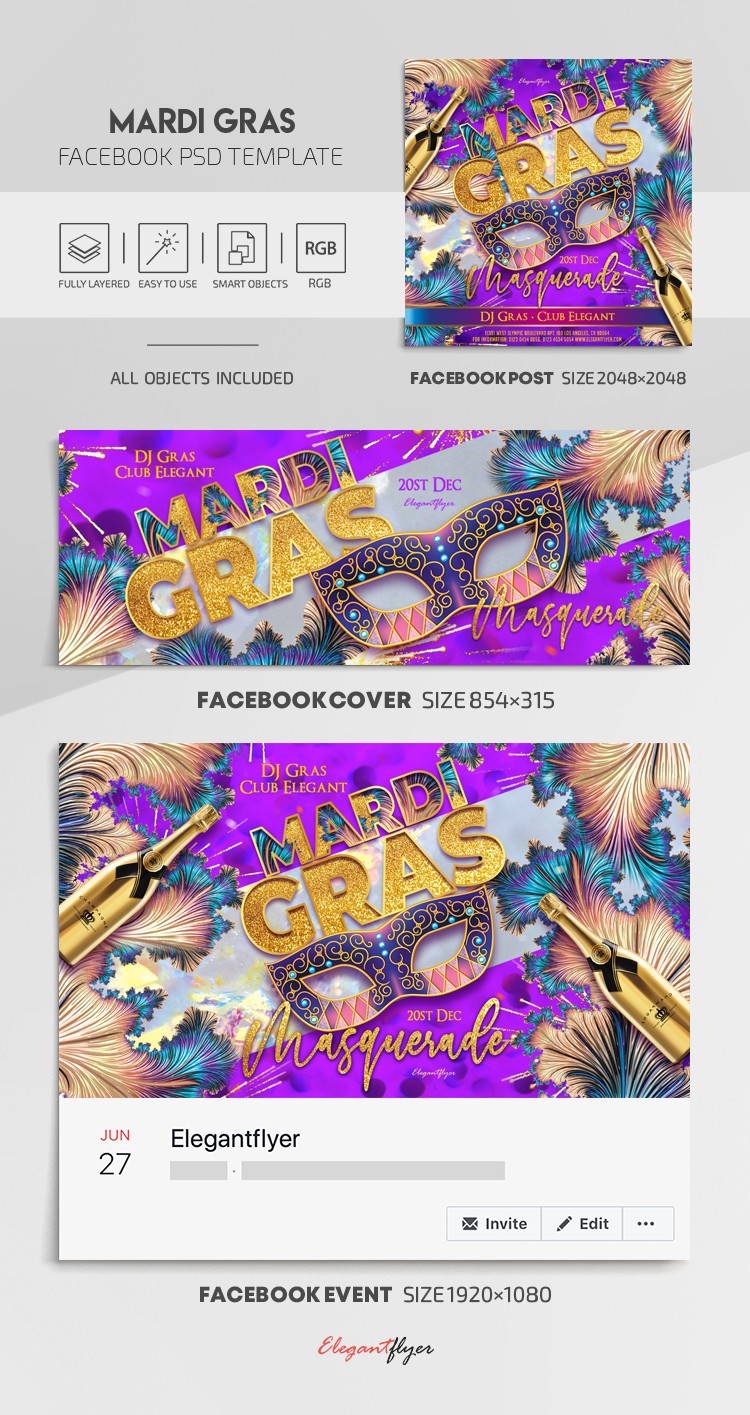 "Mardi Gras Facebook" does not require translation as it is already in French. by ElegantFlyer