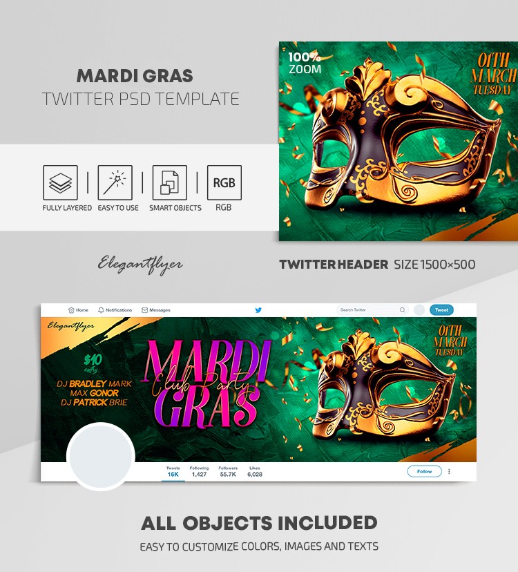 Mardi Gras Twitter by ElegantFlyer