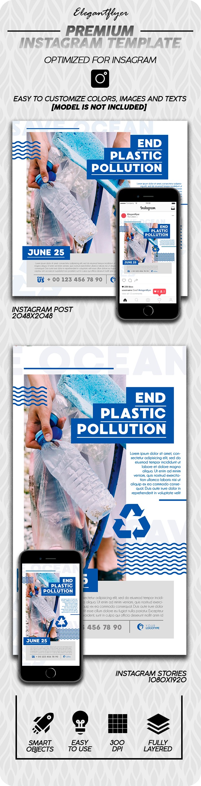 Problemi di inquinamento marino Instagram by ElegantFlyer