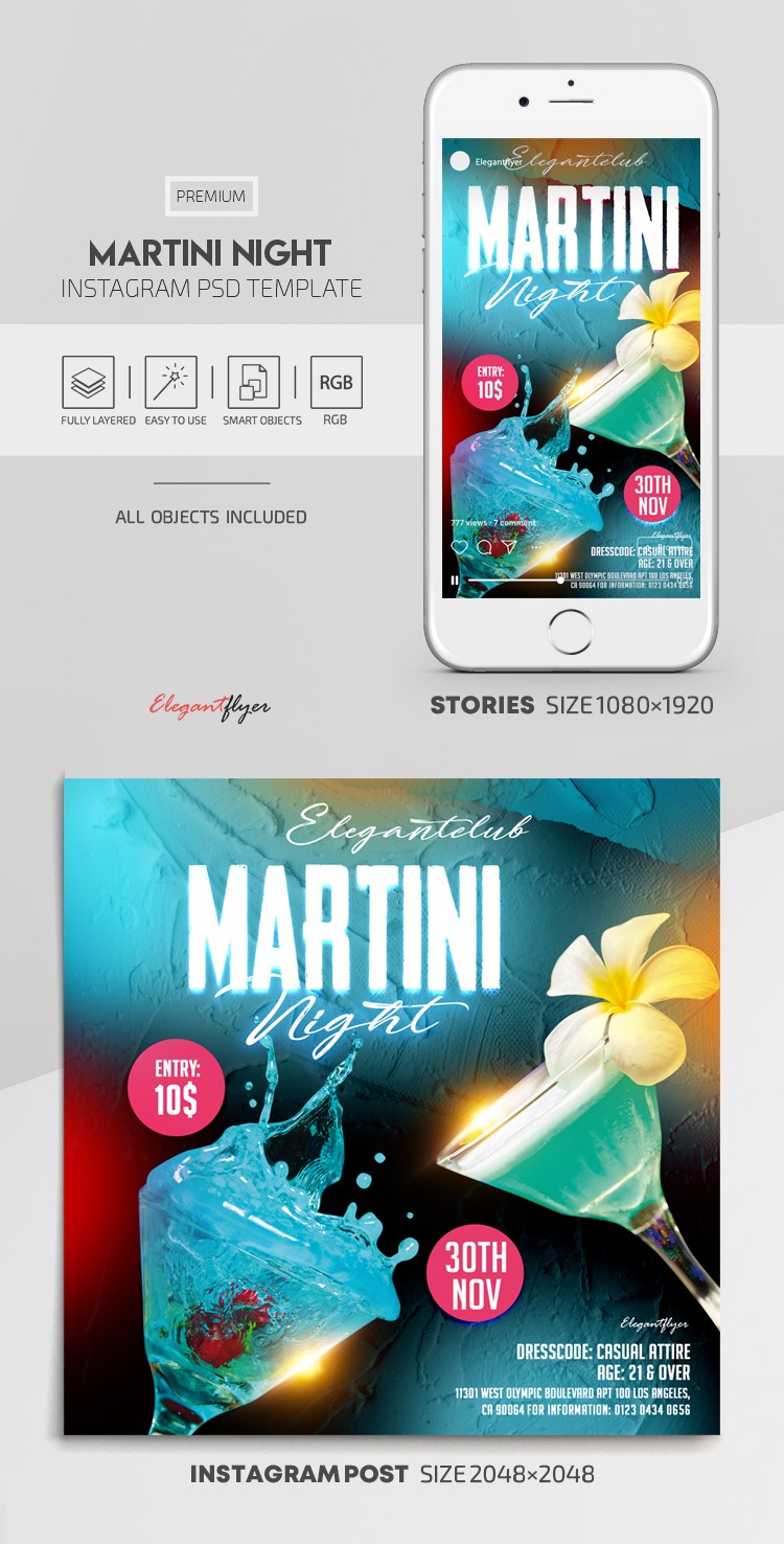 Noite de Martini no Instagram by ElegantFlyer