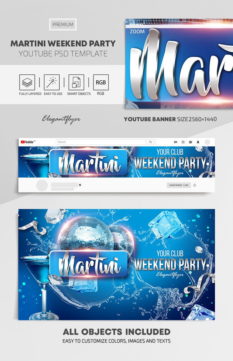 Festa de fim de semana Martini Youtube by ElegantFlyer