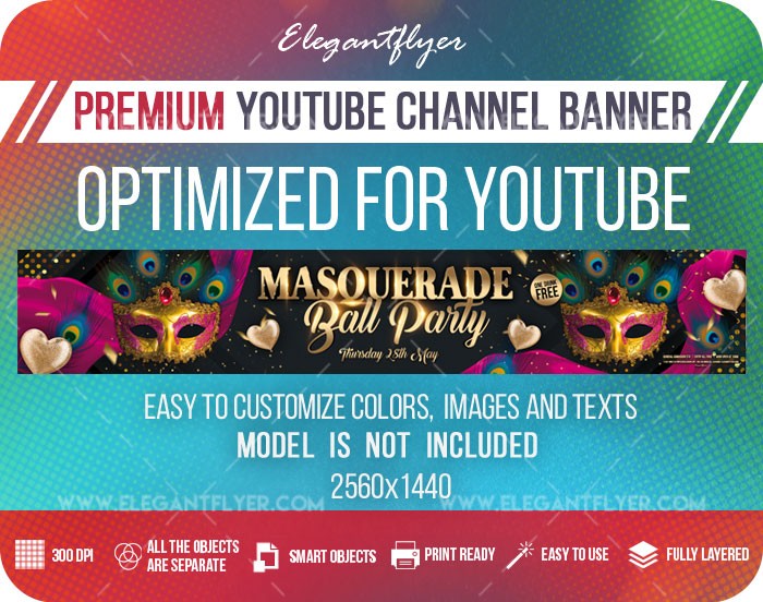 Bal masqué Soirée Youtube by ElegantFlyer