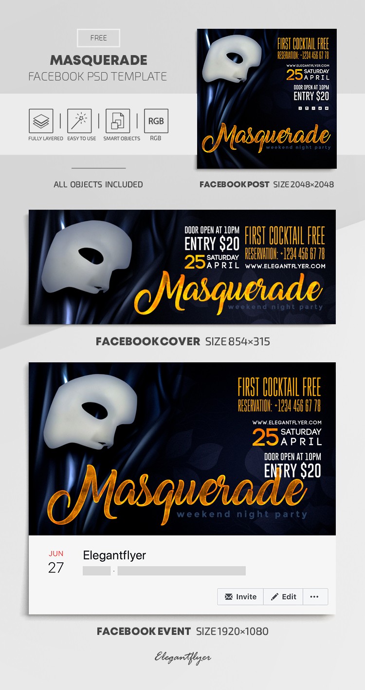 Masquerade Facebook by ElegantFlyer