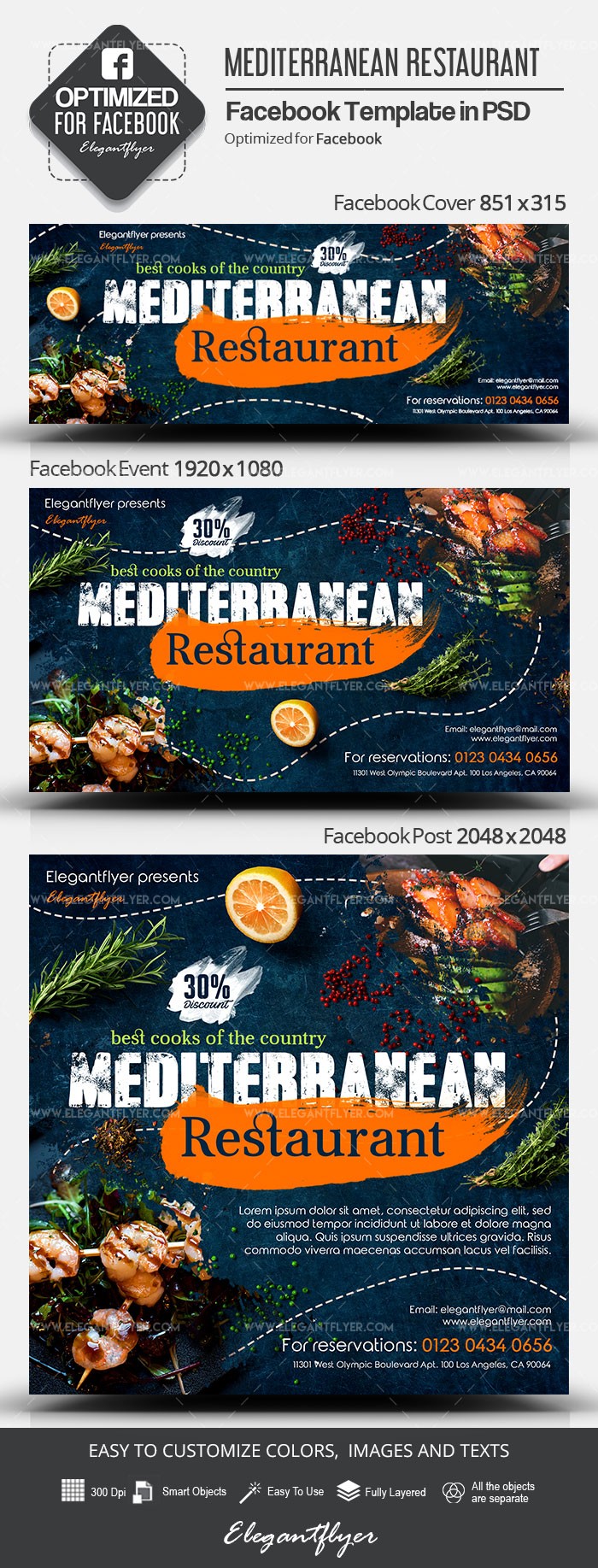 Restauracja śródziemnomorska na Facebooku. by ElegantFlyer