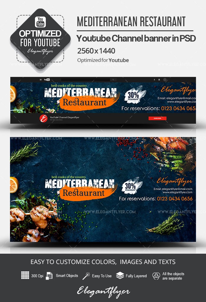 Mediterranean Restaurant Youtube by ElegantFlyer