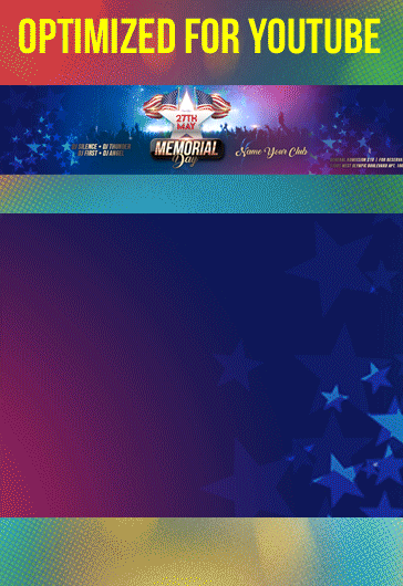 Blue Simple Memorial Day Events Youtube Premium Social Media Template PSD