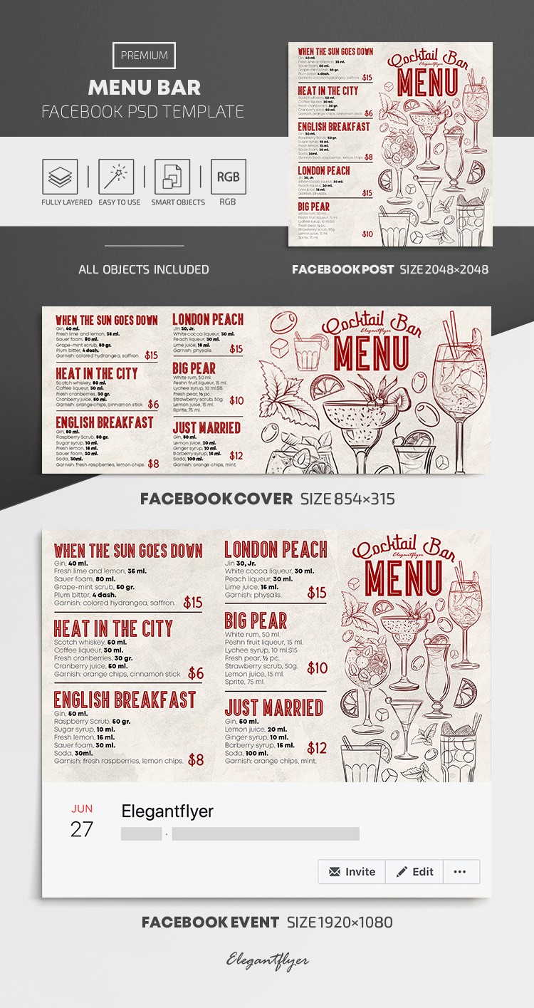 Pasek menu Facebook by ElegantFlyer