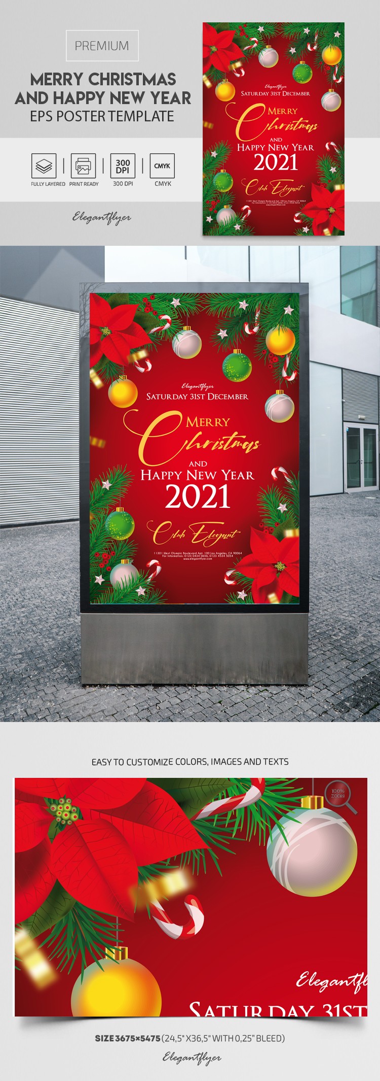 Poster di Buon Natale e Felice Anno Nuovo EPS by ElegantFlyer