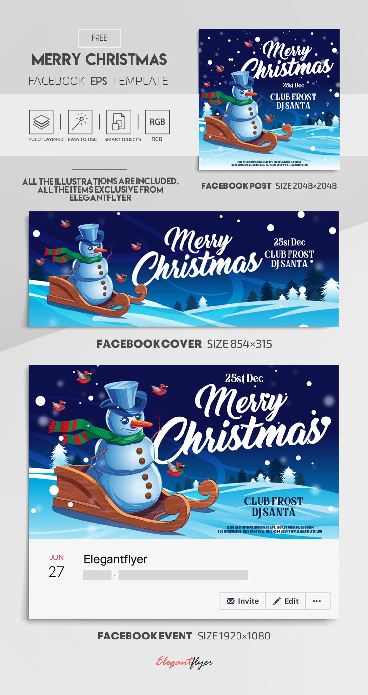 Merry Christmas Facebook EPS by ElegantFlyer